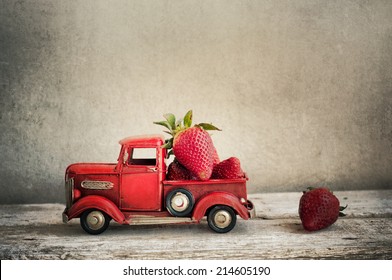 Vintage Toy Truck With Strawberries