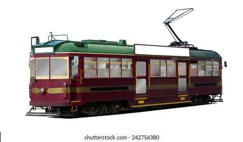 Vintage Tram Isolated Over White Surface