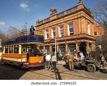 A Vintage Tram At The National Tramway Museum,Crich,Derbyshire,UK.taken 05/04/2015