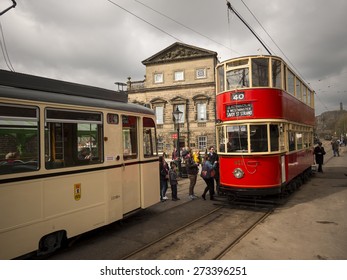 A Vintage Tram At The National Tramway Museum,Crich,Derbyshire,UK.taken 05/04/2015