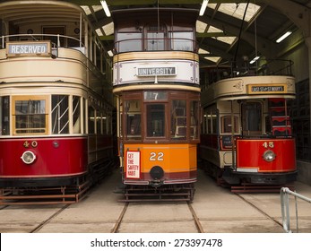 A Vintage Tram At The National Tramway Museum,Crich,Derbyshire,UK.taken 05/04/2015