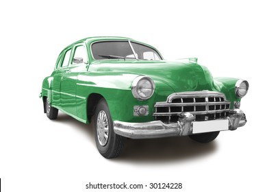 Vintage Transport Retro Car Isolated On White