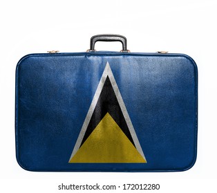 Vintage travel bag with flag of St Lucia