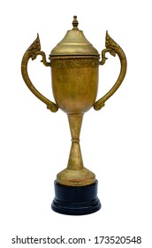 Vintage Trophy Isolated On Isolated  White Background