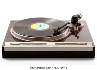 Vintage Turntable On White Background