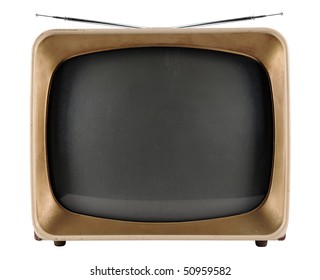Vintage TV from the 1950s isolated over white background - With Clipping Path