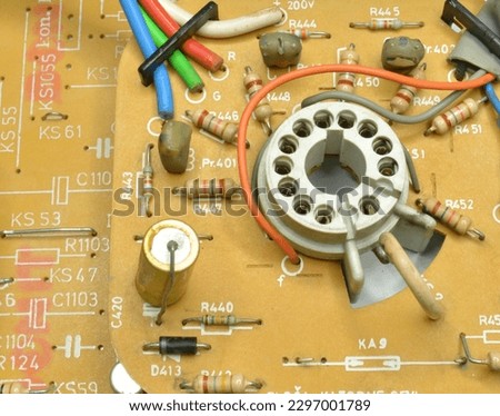 Vintage TV circuit board components 