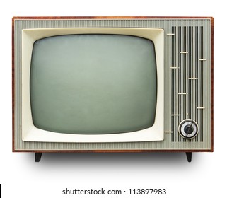 Vintage TV set isolated. Clipping path included.