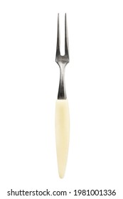 Vintage Two Pronged Fruit Fork Isolated Over White