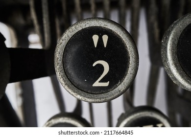 Vintage Type Writer Keys On White Background          