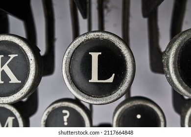 Vintage Type Writer Keys On White Background          