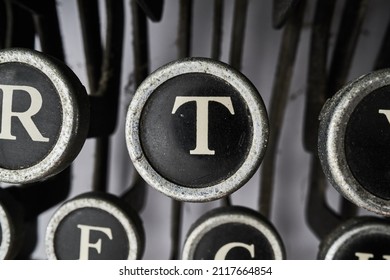 Vintage Type Writer Keys On White Background          