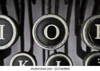 Vintage Type Writer Keys On White Background          