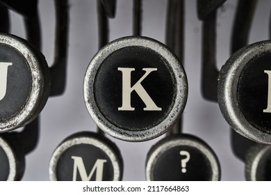 Vintage Type Writer Keys On White Background          