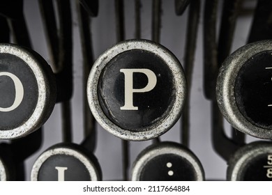 Vintage Type Writer Keys On White Background          