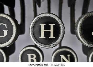 Vintage Type Writer Keys On White Background          