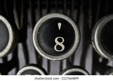 Vintage Type Writer Keys On White Background          