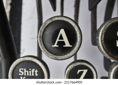 Vintage Type Writer Keys On White Background          