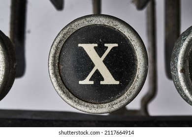 Vintage Type Writer Keys On White Background          