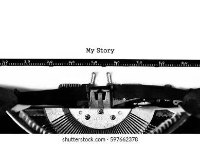 Vintage Typewriter On White Background With Text MY STORY