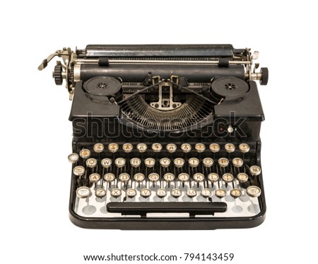 Vintage typewriter on white background isolated
