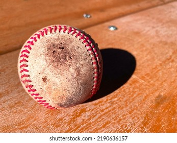 A Vintage Used Old Baseball Closeup Retro Nostalgia Sports Ball