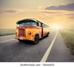 Vintage Van On A Countryside Road