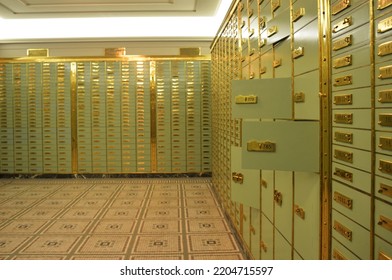 Vintage Vault, with open numbered storage lockers - Shutterstock ID 2204715597