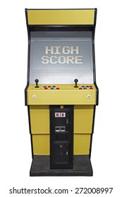 Vintage Video Game With High Score Screen Isolated On White