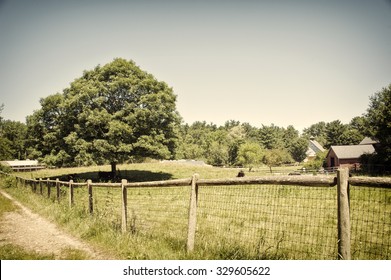 Vintage View Of New England Farm