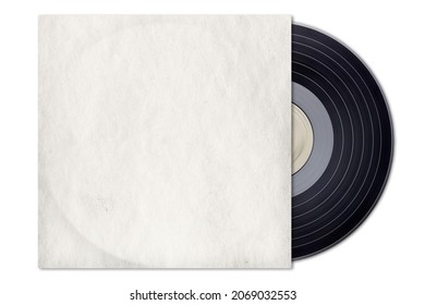 Vintage vinyl LP, retro gramophone record, blank cover. Isolated with clipping path.