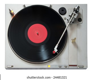 Vintage Vinyl player isolated on white background with clipping path