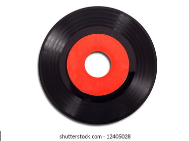 Vintage vinyl record albums with copy space on a white background add text or graphic to record label