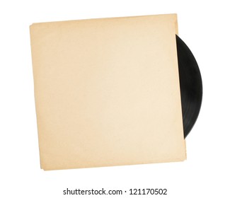 Vintage Vinyl Record In Sleeve Over White.