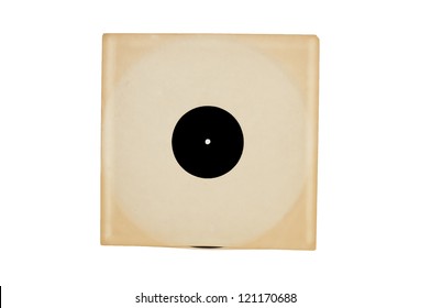 Vintage Vinyl Record In Sleeve Over White.