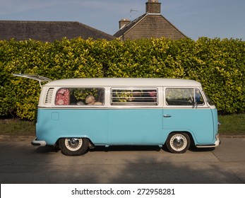 vintage Volkswagen camper van, Crich, Derbyshire,UK. taken 05/04/2015