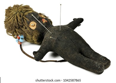 Vintage Voodoo Doll Isolated On White Background