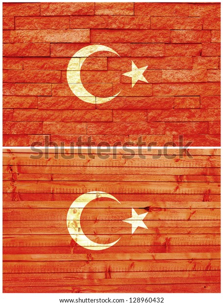 Vintage wall flag of Turkey\
collage