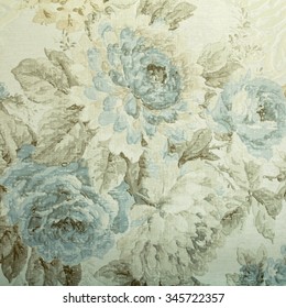 Vintage Wallpaper With Blue Floral Victorian Pattern, Square Toned Image