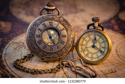 Vintage Watch With Map - Shutterstock ID 1132380779