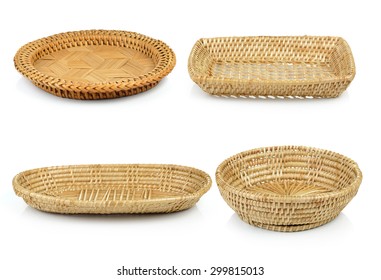 Vintage Weave Wicker Basket Isolated On White Background