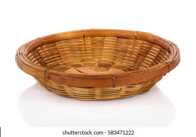 vintage weave wicker basket isolated on white background