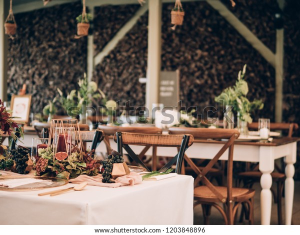 Vintage Wedding Decor Beautiful Event Venue Stock Photo