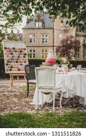 Vintage Wedding Decoration Donut Wall Naked Cake Castle Background Boho Shabby Chic Spring Time