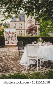 Vintage Wedding Decoration Donut Wall Naked Cake Castle Background Boho Shabby Chic Summer Time