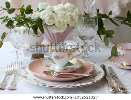 Vintage Wedding Table Setting Dinner Plate Stockfoto Jetzt