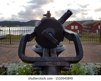 Vintage Whale Harpoon Gun On Display In Finnmark, Mehamn