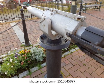 Vintage Whale Harpoon Gun On Display In Finnmark, Mehamn