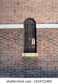 Vintage Window Red Brick Iron Bars Saint Peter  Paul Church Hoboken New Jersey
