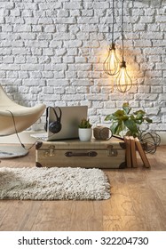 vintage winter with modern interior style and white chair 